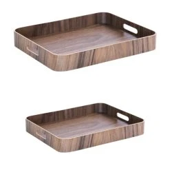 Table Passion Set De 2 Plateaux Rectangles 50 Cm Et 45 Cm Brun En Bois Marron