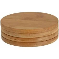 Wadiga Set De 4 Dessous De Verres Ronds En Bambou