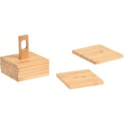 Wadiga Set De 6 Dessous De Verres Carrés En Bambou