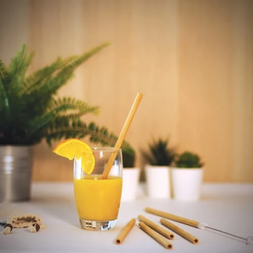 LIVOO Set De 6 Pailles En Bambou Beige – Image 2