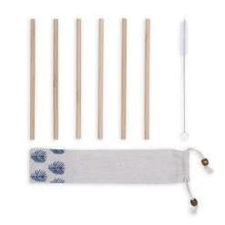 LIVOO Set De 6 Pailles En Bambou Beige