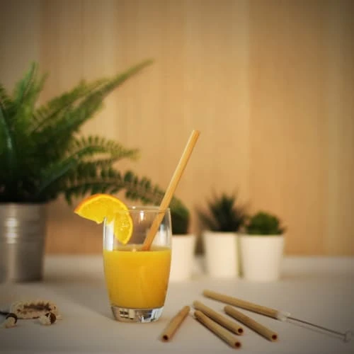 LIVOO Set De 6 Pailles En Bambou Beige – Image 4