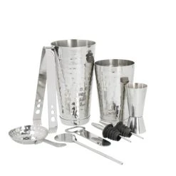 BarCraft Set De 6 Ustensiles De Cocktail En Acier Inoxydable Argent