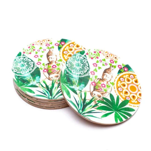 Mani Bhadra Sous-verres Ronds D10cm - Lot De 6